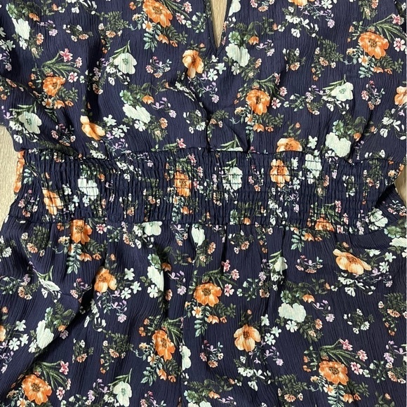 A Beautiful Soul Altar’d State navy floral textured wide leg jumpsuit, C=22/24. - Picture 6 of 9